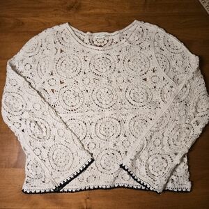 Ultra Pink Cream Crochet Blouse